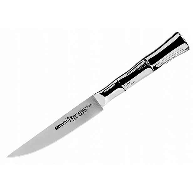 Nůž na steaky Samura Bamboo 110 mm vroubkovaný, rukojeť z oceli AUS-8