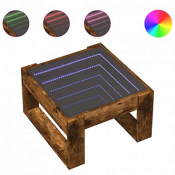 vidaXL Konferenční stolek s Infinity LED kouřový dub 50 x 53 x 30 cm