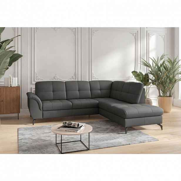 Sit & More ROHOVÁ SEDAČKA, textil, kůže, antracitová