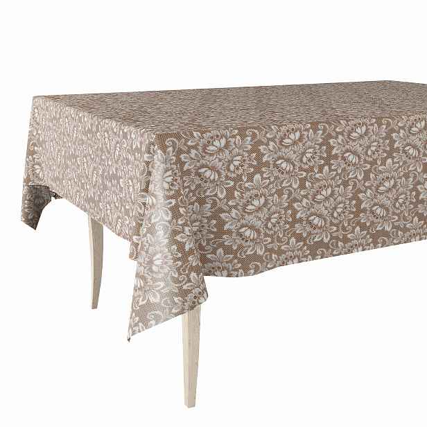 Cerata Tlustý Ubrus 140x450 Skvrnitý Béžová Hnědá Krajka Květiny