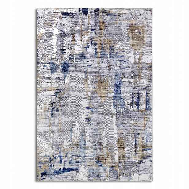 Koberec do obývacího pokoje 120x160 cm, modro krémový, plochý, tkaný