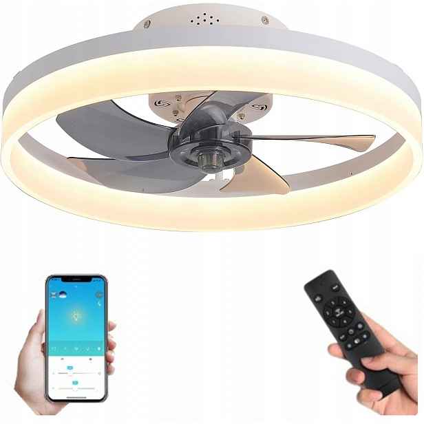 Lustr Stropní Ventilátor Lampa Ring 50 CM Stropní Svítidlo Větrák