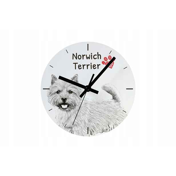 Norwichský teriér, hodiny s závěsným a stojícím psem, personalizace fotografií