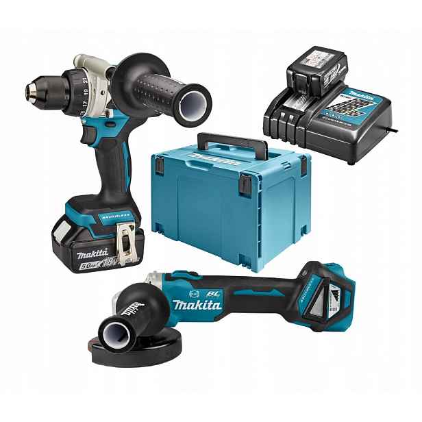 Sada Makita vrtačka DDF486 bruska DGA513 na baterie 18V 5A P-46470