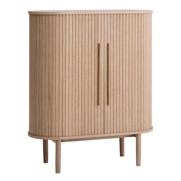 Skříňka v dekoru dubu s posuvnými dveřmi ve světle přírodní barvě 100x118x40 cm Meta – Unique Furniture