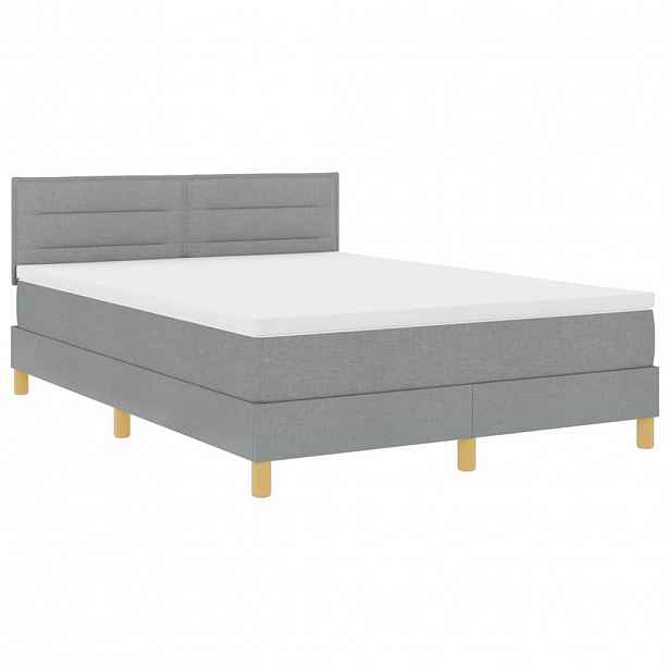 vidaXL LED box pružinová postel s čelo Světle šedá 140 x 200 cm textil