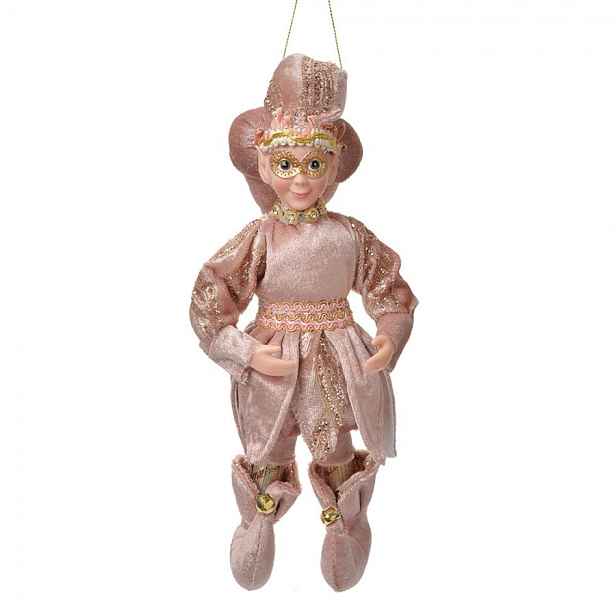 Závěsná dekorace Elf v růžovém obleku - 10*8*28 cm Clayre & Eef