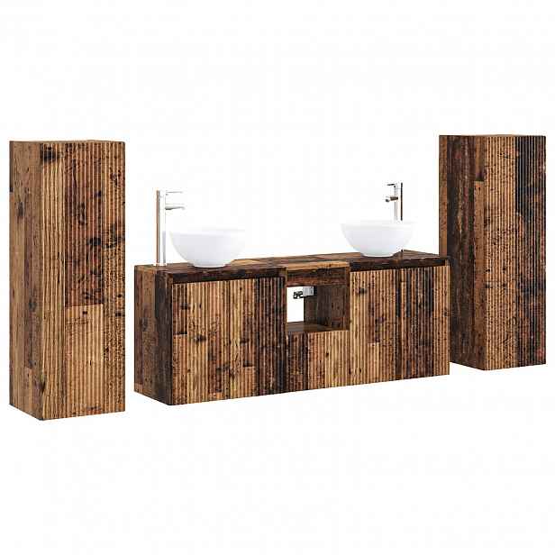 vidaXL Sada koupelnového nábytku 5 ks Staré dřevo 33 x 34,5 x 100 cm