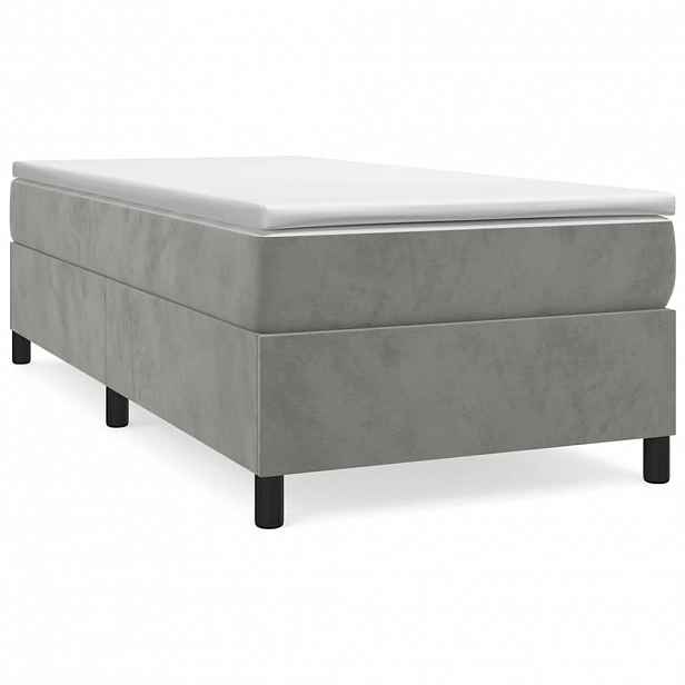 vidaXL Box spring postel s matrací světle šedá 80 x 200 cm samet