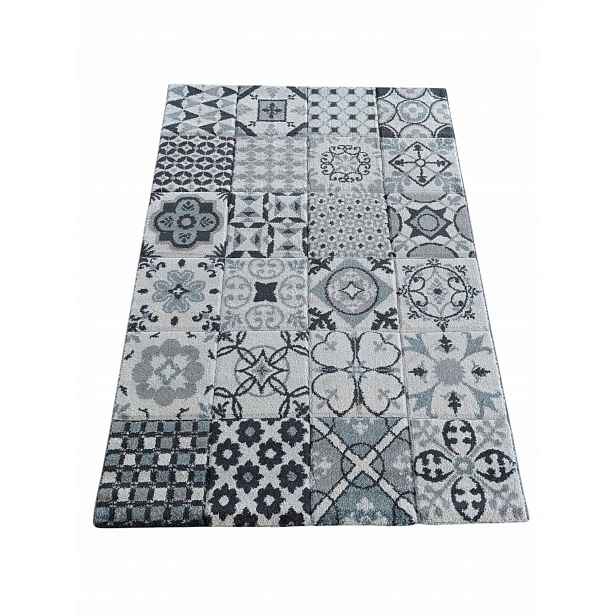 Koberec patchwork do obývacího pokoje 120 x 170 cm, vyřezávaný 3D vzor, měkký a silný