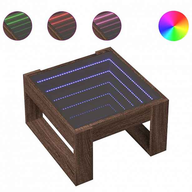 vidaXL Konferenční stolek s Infinity LED hnědý dub 50 x 53 x 30 cm