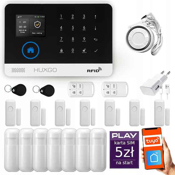 Bezdrátový alarm WiFi Gsm 4G, Tuya alarmová sada Huxgo HXA003 R7D7PS