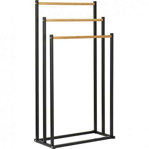 Kovový stojan na ručníky Bambus 45 × 23 × 85 cm, černá