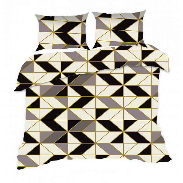Povlečení 160x200 geometrie krémová šedá černá Classic