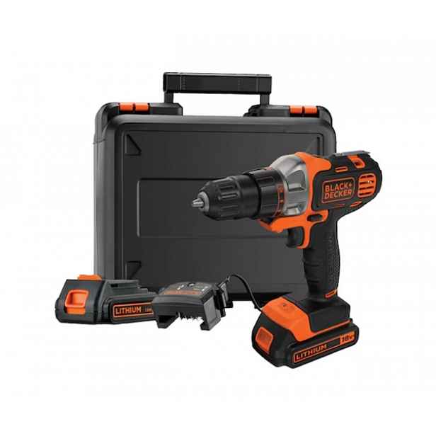 BLACK+DECKER - 18V AKU multifunkční vrtací šroubovák, 2x aku 1,5 Ah Li-Ion, nabíječka MT218KB-QW