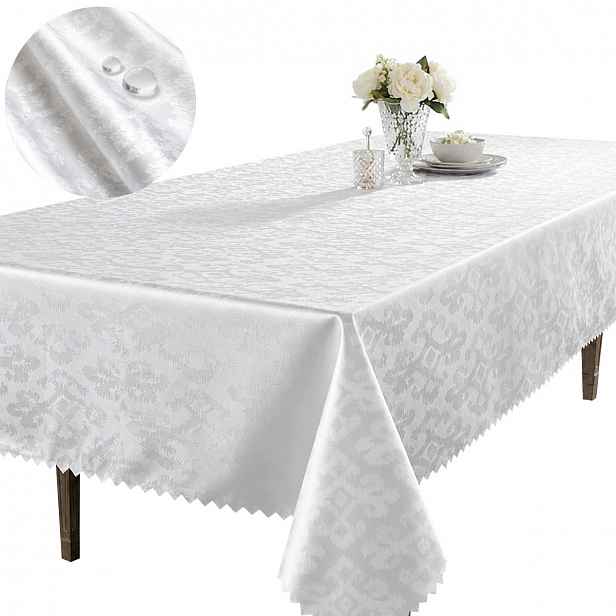 Ubrus odolný proti skvrnám Bílý 160 x 600 cm Polský Elegantní vzor Ornament Obývací pokoj