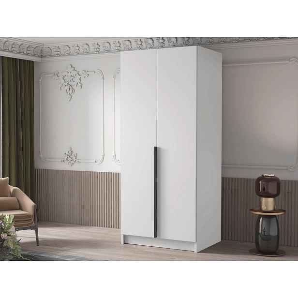 Úzká šatní skříň 100 cm SELLY 1 - bílá / černá