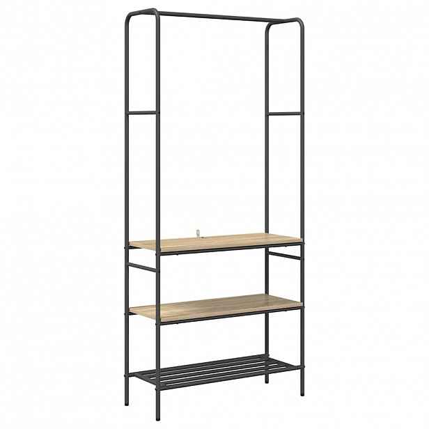 vidaXL Kovový stojan na oblečení Dub sonoma 77 x 30 x 171 cm