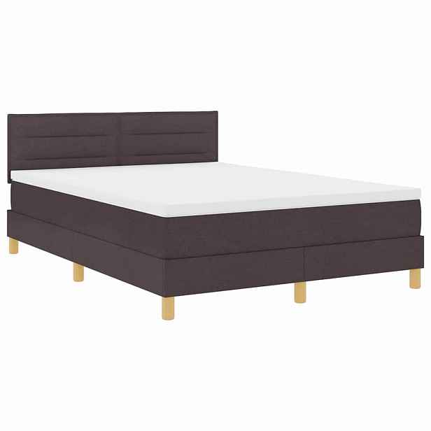 vidaXL LED box pružinová postel s čelo Tmavě hnědá 140 x 200 cm textil
