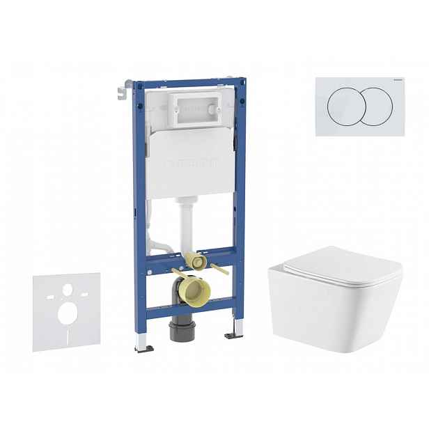 Geberit Duofix - Set předstěnové instalace, klozetu Arkas I a sedátka softclose, tlačítko Delta01, alpská bílá SANI11CA31142