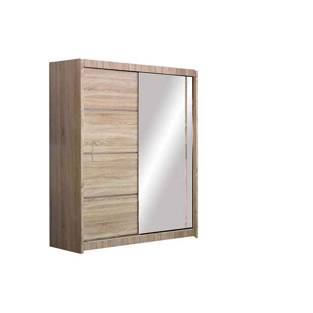 MASSENO ŠATNÍ SKŘÍŇ S POSUVNÝMI DVEŘMI NASUS, 180/215/61 cm 2dveřová se zrcadlem, dub Sonoma
