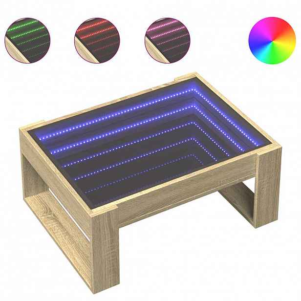 vidaXL Konferenční stolek s Infinity LED dub sonoma 70 x 53 x 30 cm
