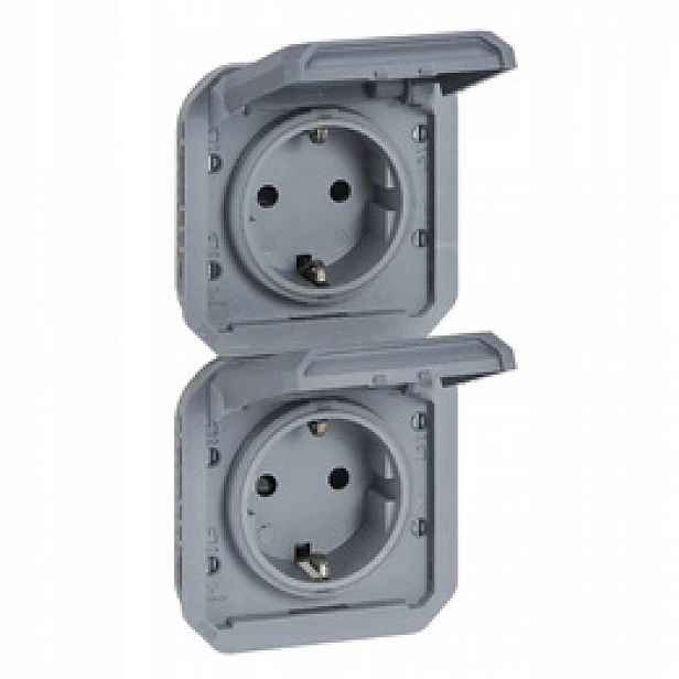 Nové Plexo Schuko vertikální zásuvka, mechanismus šedý Legrand 069577L
