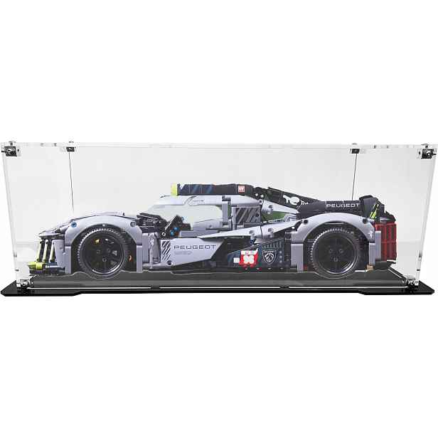 Vitrína s černou základnou pro stavebnici Lego 42156 Technic Peugeot 9X8