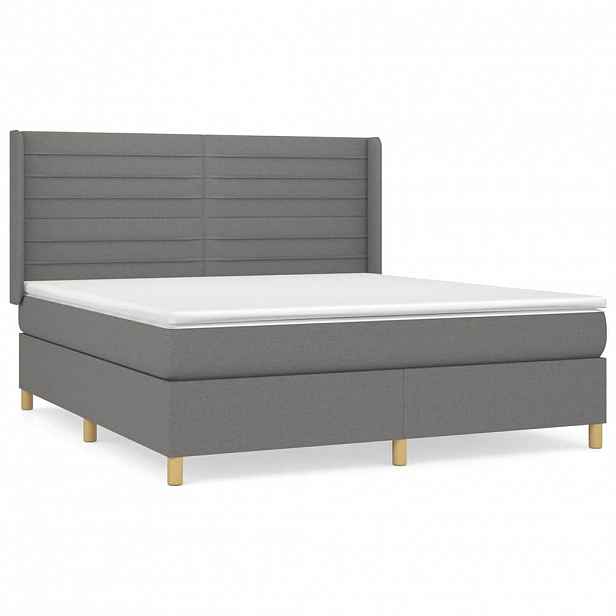 vidaXL Box spring postel s matrací tmavě šedá 180x200 cm textil