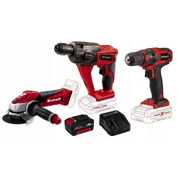 Einhell Sada Elektrického Nářadí 18V Power X Change 4,0 Ah Bruska S Kladivem