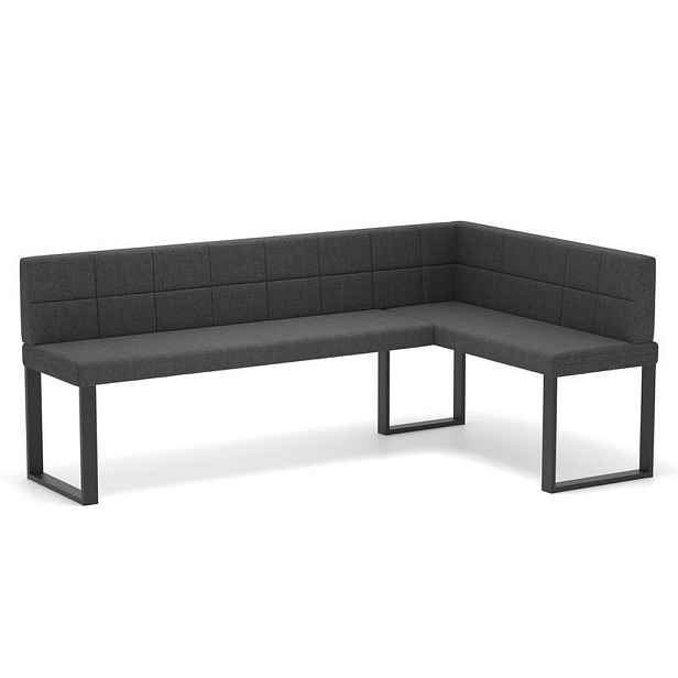 Idohome ROHOVÁ LAVICE SANA U pravá tkanina prošívaná, 128/168 cm, antracitová