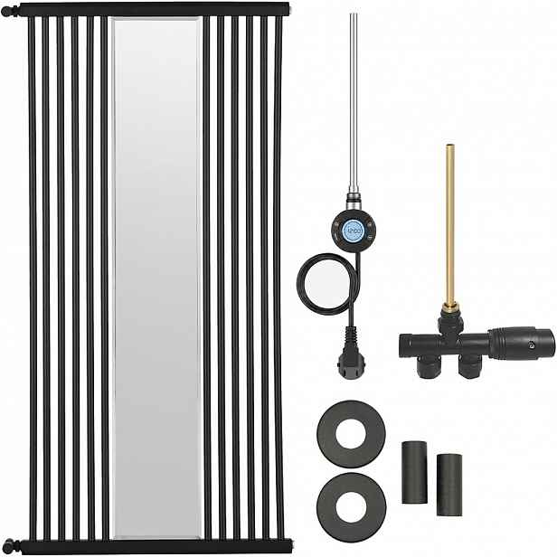 Koupelnový radiátorový set Maximus - kombinované vytápění, wifi tyč - boční jednobodové připojení - 600W - černá matná - 1510x740 mm