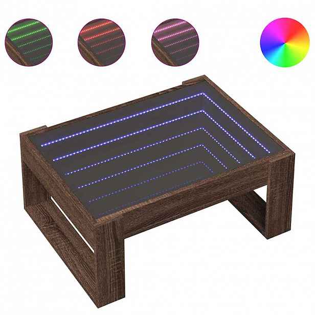 vidaXL Konferenční stolek s Infinity LED hnědý dub 70 x 53 x 30 cm