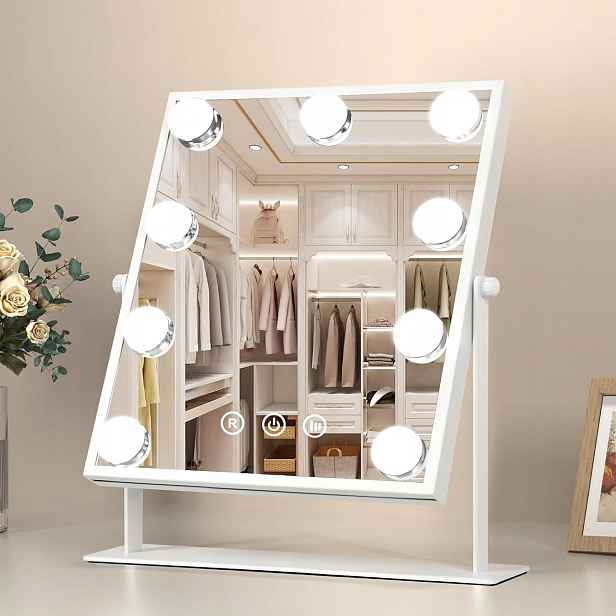 Zrcadlo pro líčení se 3 režimy osvětlení a 9 Led žárovkami
