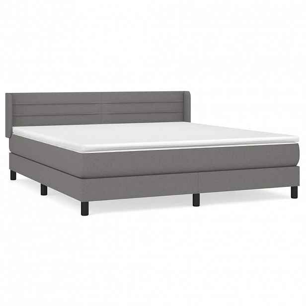 vidaXL Box spring postel s matrací tmavě šedá 160x200 cm textil