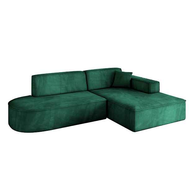 ALTDECOR ROHOVÁ SEDAČKA s otomanem, pravá IREA-L1-v4 232x165x77 Zelená Velur