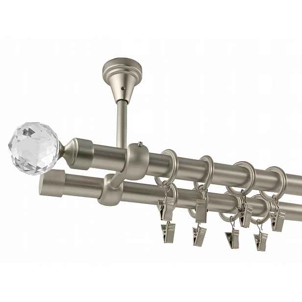 Garnýž Kovový Stropní 19+19 mm dvojitý Satén 140 cm MIX Koncovek