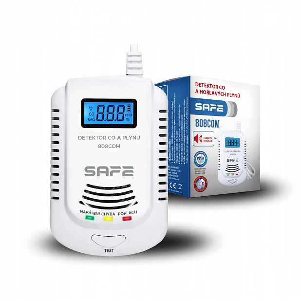 Kombinovaný detektor Co, hořlavých a výbušných plynů Safe 808COM