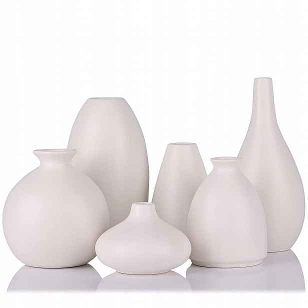Malá keramická váza Model Home Decor Bílá na mini rostliny 6 kusů