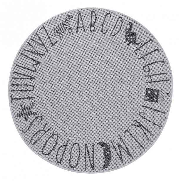 Šedý dětský koberec Ragami Letters, ø 160 cm