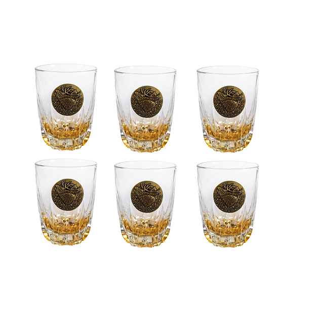 Sklenice na whisky Golden Fox Fire Deer jantarový sprej 6 Ks