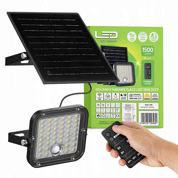 Solární Led zářič s pohybovým senzorem 10W halogen Na Dálkové Ovládání