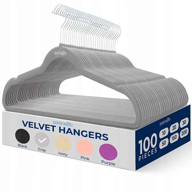 Věšák Na Oblečení Šedé Semišové Věšáky 100 Kusů Stabilní Do Skříně