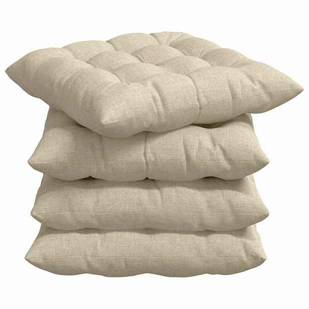 vidaXL Polštáře na sedadla 4 ks Textil Krémová 40 x 40 x 6 cm