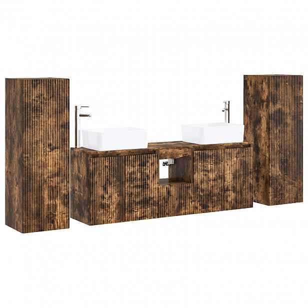 vidaXL Sada koupelnového nábytku 5 ks Kouřový dub 33 x 34,5 x 100 cm