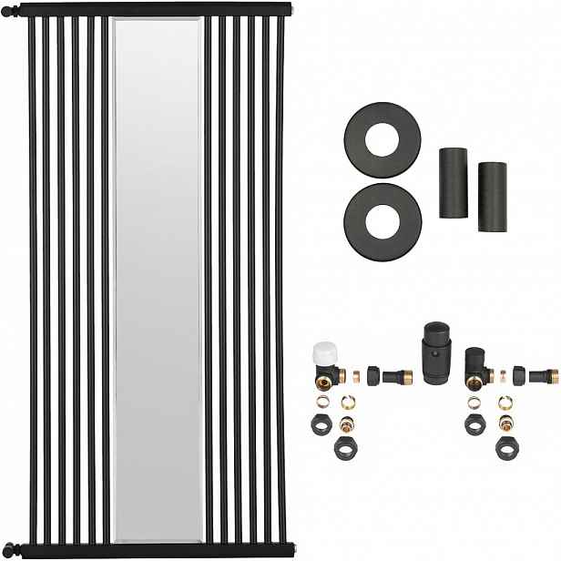 Koupelnový radiátorový set Maximus - ústřední vytápění - boční připojení - 735W - černá matná - 1510x740 mm