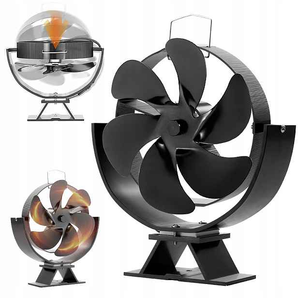 Ventilátor S Hořákem Na Dřevo, Ventilátory Na Dřevo S Teploměrem, Černý