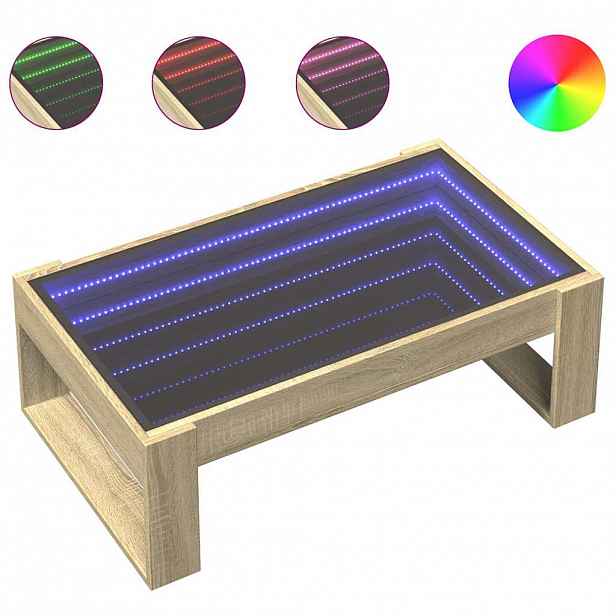 vidaXL Konferenční stolek s Infinity LED dub sonoma 90 x 53 x 30 cm