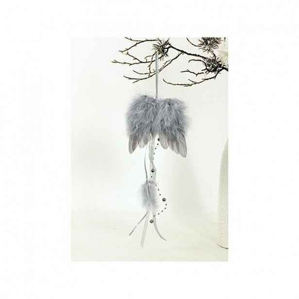 Andělská křídla z peří 12 x 35 cm, šedá