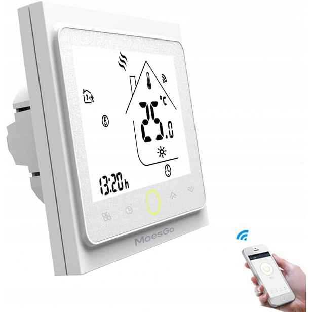 Chytrý termostat MoesGo WiFi pro vodní/plynový kotel 5A Bílý